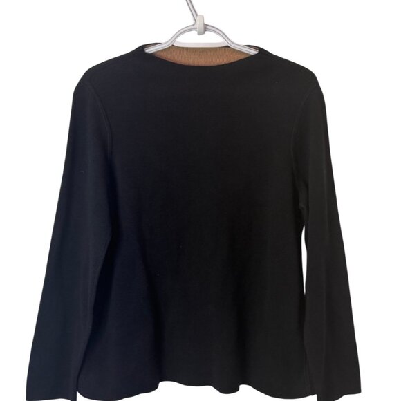 Eileen Fisher black and tan reversible funnel neck sweater size M - Picture 3 of 6